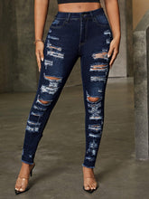 Load image into Gallery viewer, Fashion-Forward Ripped Womens Skinny Jeans - Premium Denim, Zipper Button Closure, Ultra-Slim Fit &amp; Streetwise Style - Shop &amp; Buy
