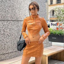 Load image into Gallery viewer, Fashion Streetwear Solid Skirts 2 Piece Set Women Sexy Irregular Crop Top + Mini Skirts Skinny Club Party Set Rave Outfits - Shop &amp; Buy