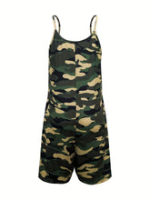 Load image into Gallery viewer, Fashionable Plus Size Camouflage Romper Jumpsuit - Ruched Sleeveless Design with Pockets - Shop &amp; Buy
