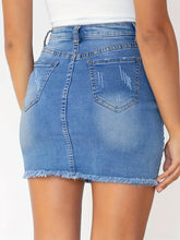 Load image into Gallery viewer, Fashionable Ripped Denim Skirt - Flattering High Waist &amp; Medium Stretch - Shop &amp; Buy

