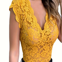 Load image into Gallery viewer, Fashionable sexy summer women&#39;s V-neck cut-out sexy tight top solid color pullover - Shop &amp; Buy
