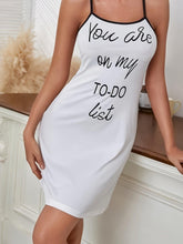 Load image into Gallery viewer, Fashionable Womens Slogan Nightdress - Soft Slip Mini Dress with Round Neck &amp; Criss Cross Backless Design - Shop &amp; Buy
