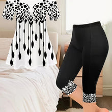 Load image into Gallery viewer, Fashionable Womens Two-Piece Outfit - Vibrant Allover Print T-Shirt &amp; Skinny Capris Leggings Set - Shop &amp; Buy
