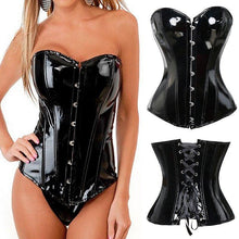 Load image into Gallery viewer, Faux PU Leather Steampunk Corset Top Overbust Bustier Gothic Lace Up Corselet Waist Trainer Body Shaper Corsets and Bustiers - Shop &amp; Buy
