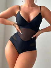 Load image into Gallery viewer, Flattering Mesh Detail One-piece Swimsuit - Chic V Neck &amp; Bold Cut Out - Shop &amp; Buy
