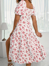Load image into Gallery viewer, Flattering Plus Size Floral Print Dress - Trendy Bubble Sleeves &amp; Square Neck - Shop &amp; Buy
