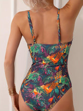 Load image into Gallery viewer, Flattering Tropical Print One-piece Swimsuit with Tummy Control - V Neck, High Cut Design - Shop &amp; Buy
