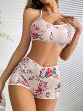 Load image into Gallery viewer, Flirty Sporty Floral Lingerie Set - Halter Cami Bra &amp; Boyshorts - Comfortable, Fashionable Womens Underwear - Shop &amp; Buy
