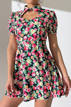 Load image into Gallery viewer, Floral Buttoned Cutout Puff Sleeve Dress - Shop &amp; Buy