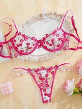 Load image into Gallery viewer, Floral Embroidery Lingerie Set - Delicate Mesh Bra and High-Waisted Panty for Maximum Ventilation and Comfort - Shop &amp; Buy
