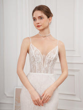 Load image into Gallery viewer, Floral Lace Cross Tie Back Cami Dress, Elegant Trumpet V-neck Bodycon Wedding Dress - Shop &amp; Buy
