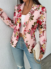 Load image into Gallery viewer, Floral Print Button Front Blazer, Elegant Shawl Collar Long Sleeve Blazer For Office &amp; Work, Women Clothing - Shop &amp; Buy
