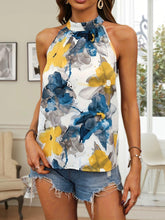 Load image into Gallery viewer, Floral Print Choker Neck Top, Casual Sleeveless Top For Summer, Womens Clothing - Shop &amp; Buy
