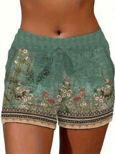 Load image into Gallery viewer, Floral Print Drawstring Waist Elastic Shorts, Y2K High Stretch Yoga Shorts For Summer - Shop &amp; Buy
