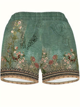 Load image into Gallery viewer, Floral Print Drawstring Waist Elastic Shorts, Y2K High Stretch Yoga Shorts For Summer - Shop &amp; Buy
