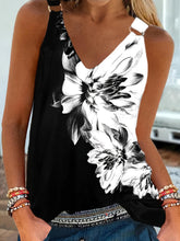 Load image into Gallery viewer, Floral Print Ring V Neck Tank Top, Casual Loose Fashion Sleeveless Summer Tank Top, Womens Clothing - Shop &amp; Buy
