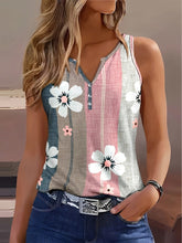 Load image into Gallery viewer, Floral Print Tank Top, Vintage Summer Notched Neck Sleeveless Top, Women Clothing - Shop &amp; Buy
