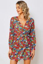Load image into Gallery viewer, Floral Tied Long Sleeve Plunge Dress - Shop &amp; Buy