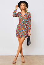 Load image into Gallery viewer, Floral Tied Long Sleeve Plunge Dress - Shop &amp; Buy