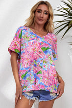Load image into Gallery viewer, Floral V-Neck Short Sleeve Blouse - Shop &amp; Buy