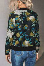 Load image into Gallery viewer, Floral Zip Up Ribbed Trim Bomber Jacket - Shop &amp; Buy