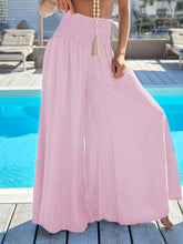 Load image into Gallery viewer, Flowy Solid Wide Leg Pants - Lightweight &amp; Comfortable Shirred Waist - Full-Length - Shop &amp; Buy
