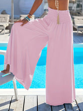 Load image into Gallery viewer, Flowy Solid Wide Leg Pants - Lightweight &amp; Comfortable Shirred Waist - Full-Length - Shop &amp; Buy
