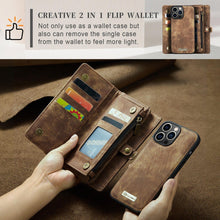 Load image into Gallery viewer, for iPhone 14 Pro Max Wallet Case with Strap Zipper Wallet Card Slots &amp; Detachable Magnetic PU Leather Case Wallet for Women/Men - Shop &amp; Buy
