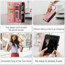 Load image into Gallery viewer, for Samsung Galaxy Z fold 4 Wallet Case, Durable PU Leather Magnetic Wallet Flip Lanyard Strap Wristlet Zipper Card Holder Case - Shop &amp; Buy
