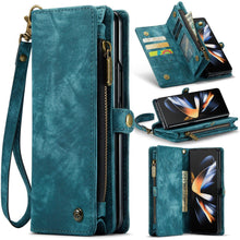 Load image into Gallery viewer, for Samsung Galaxy Z fold 4 Wallet Case, Durable PU Leather Magnetic Wallet Flip Lanyard Strap Wristlet Zipper Card Holder Case - Shop &amp; Buy
