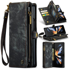 Load image into Gallery viewer, for Samsung Galaxy Z fold 4 Wallet Case, Durable PU Leather Magnetic Wallet Flip Lanyard Strap Wristlet Zipper Card Holder Case - Shop &amp; Buy
