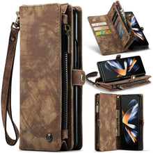 Load image into Gallery viewer, for Samsung Galaxy Z fold 4 Wallet Case, Durable PU Leather Magnetic Wallet Flip Lanyard Strap Wristlet Zipper Card Holder Case - Shop &amp; Buy
