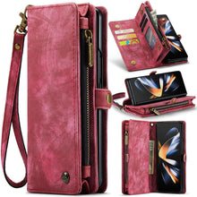 Load image into Gallery viewer, for Samsung Galaxy Z fold 4 Wallet Case, Durable PU Leather Magnetic Wallet Flip Lanyard Strap Wristlet Zipper Card Holder Case - Shop &amp; Buy
