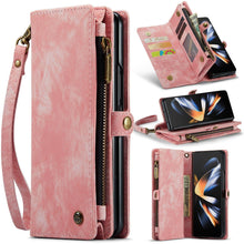 Load image into Gallery viewer, for Samsung Galaxy Z fold 4 Wallet Case, Durable PU Leather Magnetic Wallet Flip Lanyard Strap Wristlet Zipper Card Holder Case - Shop &amp; Buy
