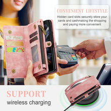 Load image into Gallery viewer, for Samsung Galaxy Z fold 4 Wallet Case, Durable PU Leather Magnetic Wallet Flip Lanyard Strap Wristlet Zipper Card Holder Case - Shop &amp; Buy
