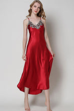 Load image into Gallery viewer, Full Size Lace Trim V-Neck Spaghetti Strap Satin Night Dress - Shop &amp; Buy