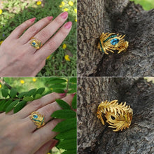 Load image into Gallery viewer, GEM&#39;S BALLET 0.47Ct Natural London Blue Topaz Gemstone Rings 925 Sterling Silver Handmade Adjustable Bohemia Gold Ring for Women - Shop &amp; Buy
