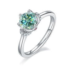 Load image into Gallery viewer, GEM&#39;S BALLET 1.0Ct Round Moissanite Engagement Ring with Surprise Stones 925 Sterling Silver Green Moissanite Ring For Women - Shop &amp; Buy
