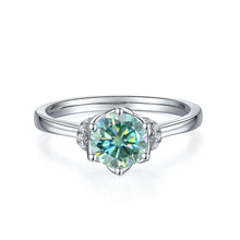 Load image into Gallery viewer, GEM&#39;S BALLET 1.0Ct Round Moissanite Engagement Ring with Surprise Stones 925 Sterling Silver Green Moissanite Ring For Women - Shop &amp; Buy
