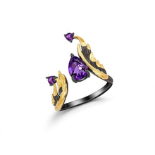 Load image into Gallery viewer, GEM&#39;S BALLET 1.43Ct Natural Amethyst Gemstone Rings 925 Sterling Silver Handmade Adjustable Angel&#39;s Wing Ring for Women Bijoux - Shop &amp; Buy
