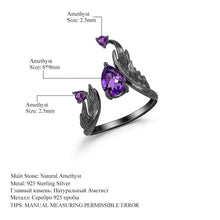 Load image into Gallery viewer, GEM&#39;S BALLET 1.43Ct Natural Amethyst Gemstone Rings 925 Sterling Silver Handmade Adjustable Angel&#39;s Wing Ring for Women - Shop &amp; Buy