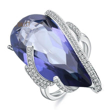 Load image into Gallery viewer, GEM&#39;S BALLET 17.8Ct Natural Iolite Blue Mystic Quartz Gemstone Rings 925 Sterling Silver Cocktail Ring for Women Fine Jewelry - Shop &amp; Buy