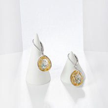 Load image into Gallery viewer, GEM&#39;S BALLET 18k gold over 925 silver two tone Handmade Branch bud Natural Swiss Blue Topaz Woman’s Statement Retro Earrings - Shop &amp; Buy