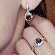 Load image into Gallery viewer, GEM&#39;S BALLET 3.15Ct Natural Red Garnet Earrings Ring Set 925 Sterling Silver Gemstone Classic Jewelry Set For Women Fine Jewelry - Shop &amp; Buy
