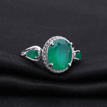 Load image into Gallery viewer, Gem&#39;s Ballet 3.73Ct Natural Green Agate Gemstone Ring Solid 925 Sterling Silver For Women Vintage Onyx Rings Fine Jewelry - Shop &amp; Buy
