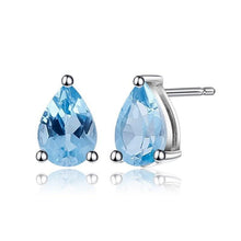 Load image into Gallery viewer, Gem&#39;s Ballet 4*6mm 0.99Ct Natural Swiss Blue Topaz Gemstone Stud Earrings 925 Sterling Silver Fashion Jewelry for Women - Shop &amp; Buy
