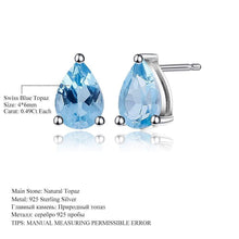 Load image into Gallery viewer, Gem&#39;s Ballet 4*6mm 0.99Ct Natural Swiss Blue Topaz Gemstone Stud Earrings 925 Sterling Silver Fashion Jewelry for Women - Shop &amp; Buy
