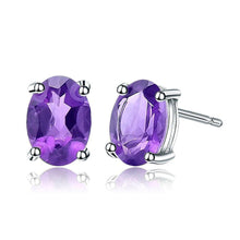 Load image into Gallery viewer, Gem&#39;s Ballet 4*6mm 1.05Ct Oval Natural Rhodolite Garnet Gemstone 925 Sterling Silver Stud Earrings Fashion Jewelry for Women - Shop &amp; Buy