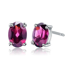 Load image into Gallery viewer, Gem&#39;s Ballet 4*6mm 1.05Ct Oval Natural Rhodolite Garnet Gemstone 925 Sterling Silver Stud Earrings Fashion Jewelry for Women - Shop &amp; Buy
