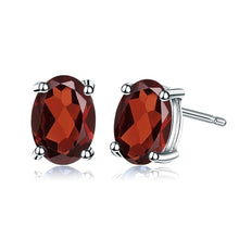 Load image into Gallery viewer, Gem&#39;s Ballet 4*6mm 1.05Ct Oval Natural Rhodolite Garnet Gemstone 925 Sterling Silver Stud Earrings Fashion Jewelry for Women - Shop &amp; Buy

